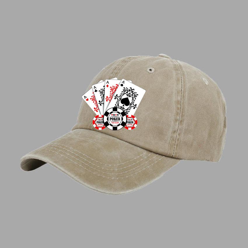 Baseball Caps Men Women Vintage Washed 100% Cotton Dad Hat Funny Poker Pattern Print DIY Team Logo Snapback Cap Hip Hop Hat