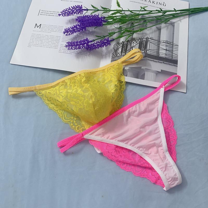 Herren-Tanga Sexy Spitze Spurlos Transparente Unterwäsche U-Konvex Panties Ultra-Dünn Durchsichtige Dessous Sissy Unterhosen Erotisch