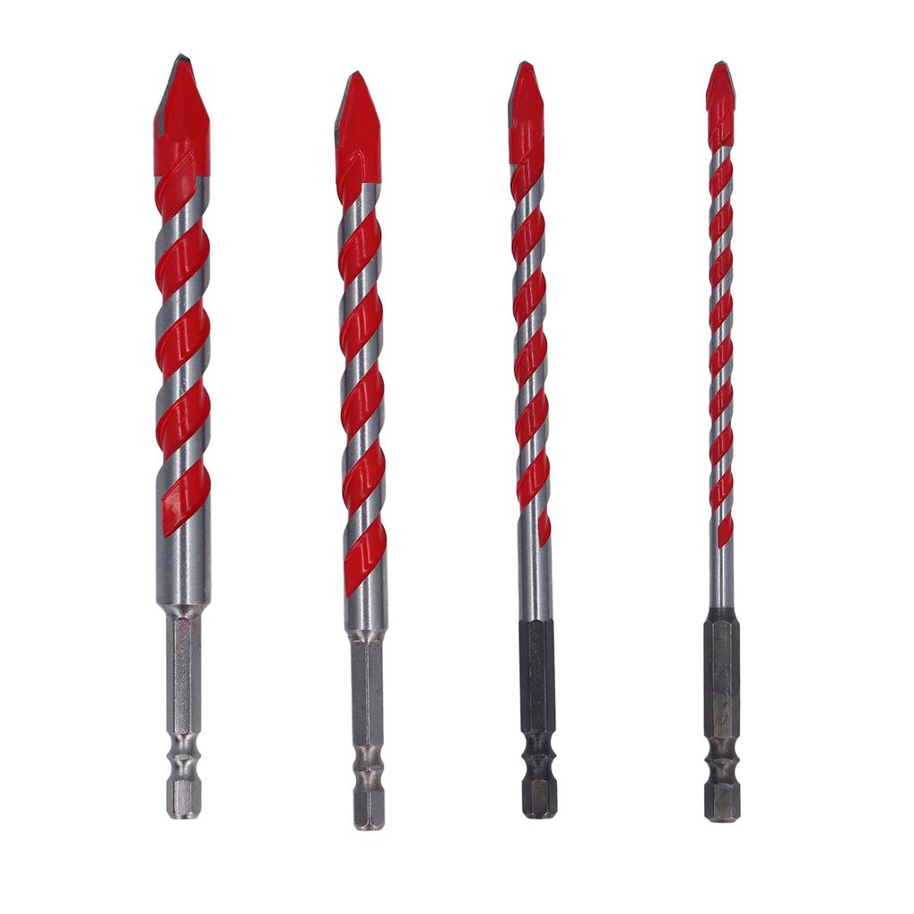 4Pcs Eccentric Twist Drill Bit Set 150mm 6.35mm Hex Shank Drill Bit Set for Concrete Masonry Glass