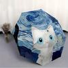1pc Van Gogh Cat Automatic Open 8-Rib Windproof Umbrella, Travel & Commuting, Suitable for All Seasons