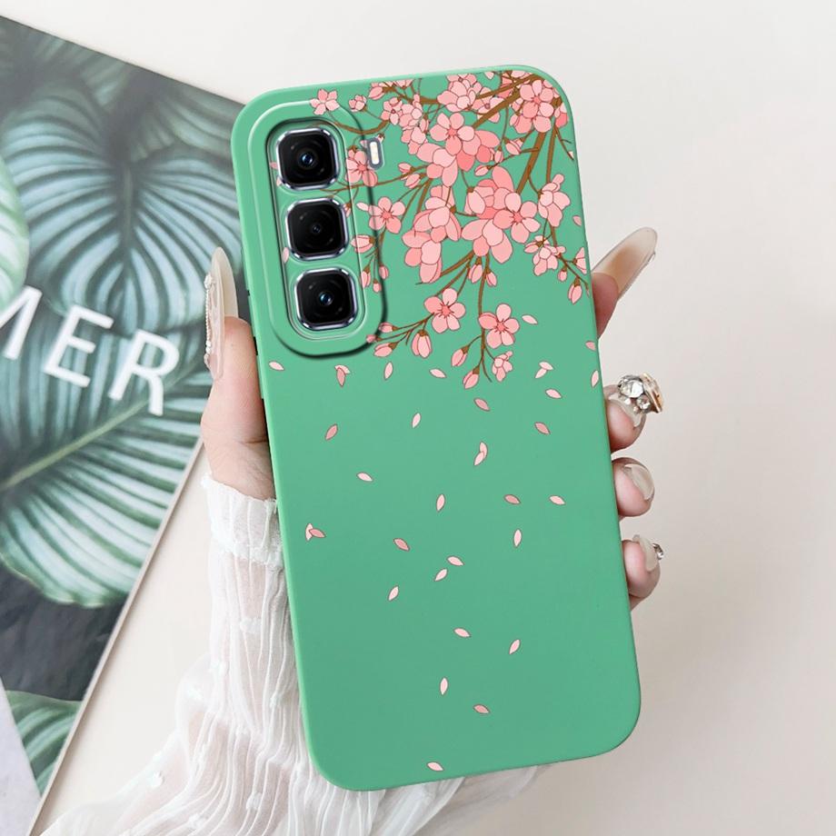 For Infinix Hot 50 Pro+ Hot50 Pro Hot 50 Pro Plus 4G Phone Case Soft Silicone Back Cover Love Heart Girly Flower Painting Fundas
