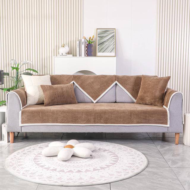 Samt Plaid Sofa Abdeckung Moderne Einfache Anti-Slip Sofa Kissen Handtuch Einfarbig Verdickung Universal Warme Plüsch Sofa Armlehne