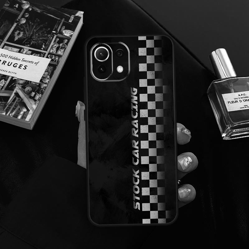 Checked Flag Racing Car Case For Xiaomi 13 14 15 Ultra 11T 12T 13T 14T Pro POCO X7 Pro X3 X5 X6 F5 F6 M6 Pro Cover
