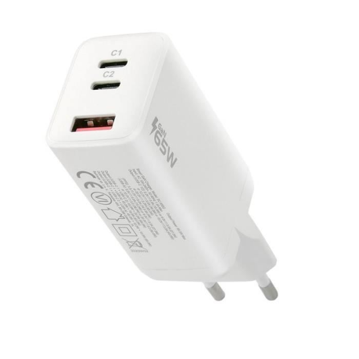 Chargeur Secteur - everActive - SC-650Q - 2x USB-C PD PPS - 65W - Blanc