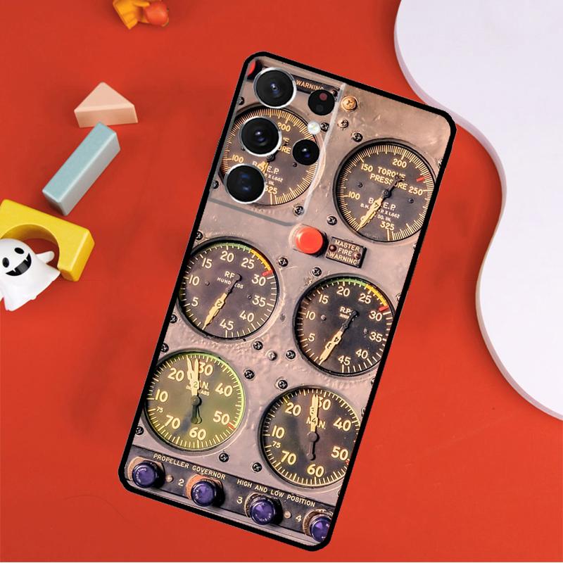 Aviation Airplane Instrument Phone Case For Samsung Galaxy S25 Ultra S24 Ultra S9 S10 S20 S21 S22 S24 Plus S23 FE Cover