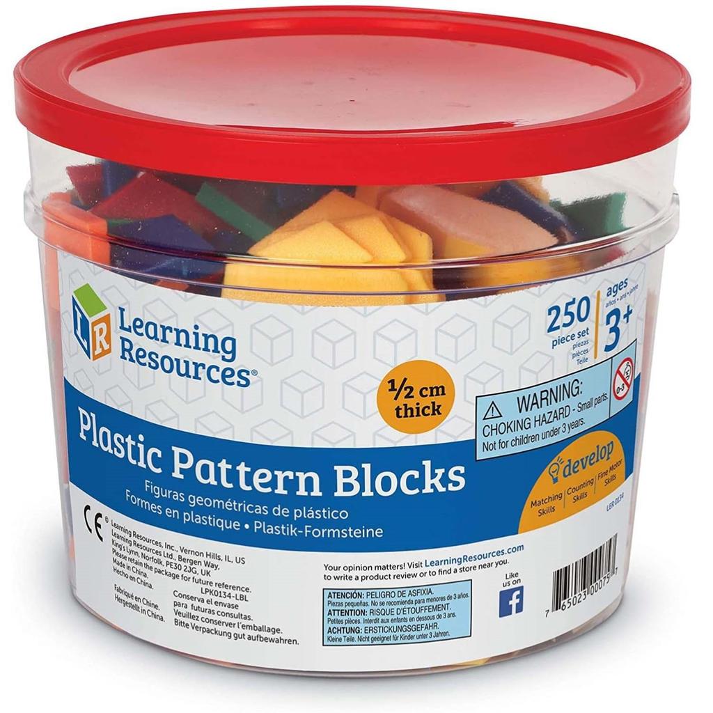 Learning Resources Pattern Blocks, 250-Piece Math Blocks, Authentic LER0134