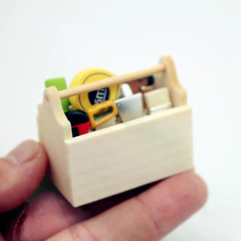 1set Dollhouse Miniature Model 12 Toolbox Handmade Tools Sets Furniture Accessories for Doll House Decor Toys Decorative