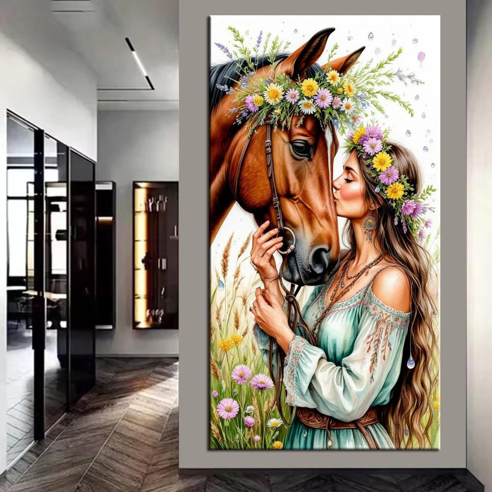 Beautiful Girl and Horse DIY Diamond Painting Cross Stitch Full Drills Diamond Mosaic New Collection Home Decor