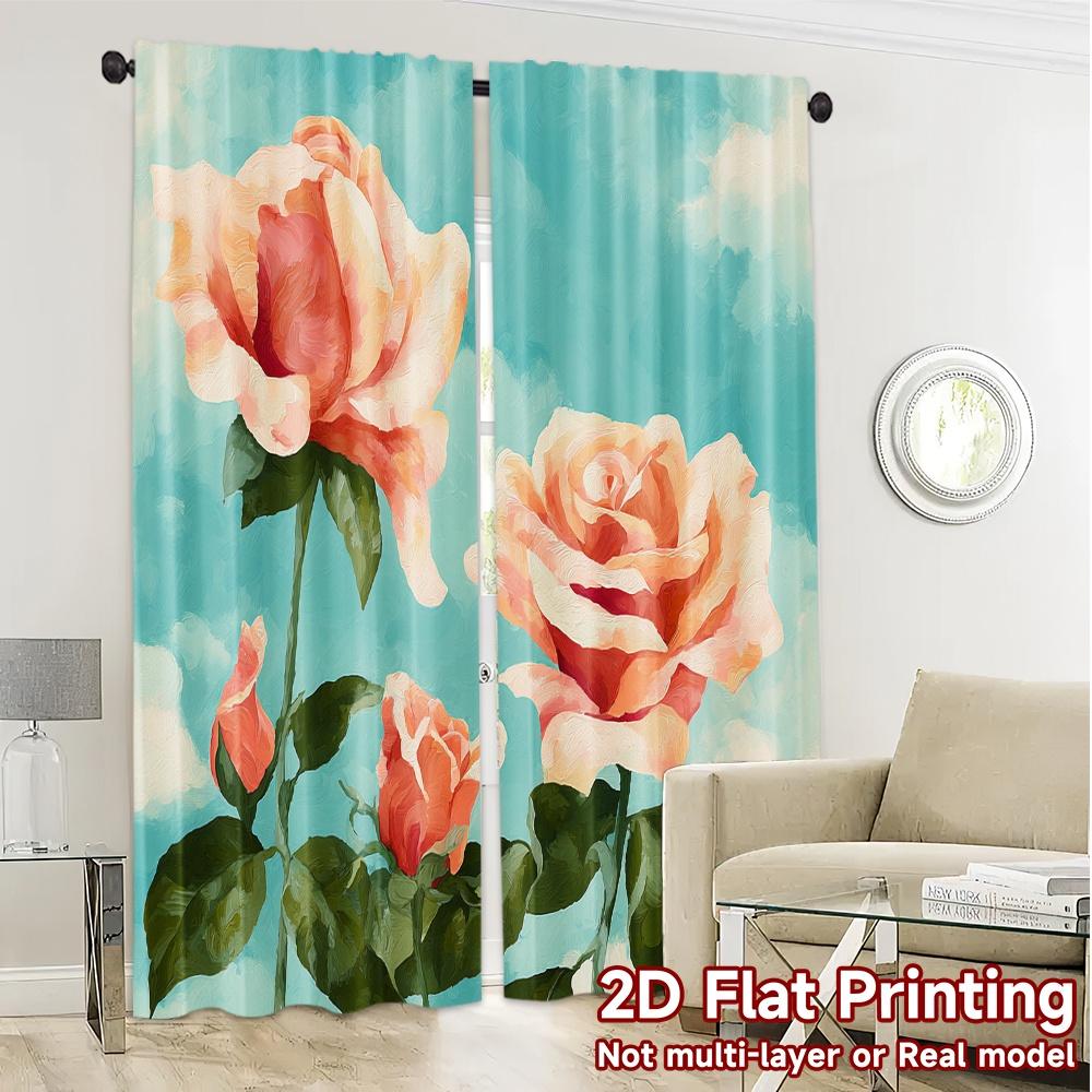 2D FLAT PRINTING 2pcs Curtains (Without Rod) Floral Elegance Design(1) Holiday April Fools is Day Printed Curtains Versatile
