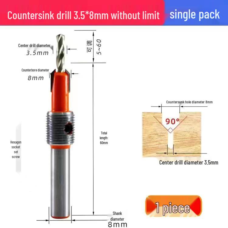 Alloy Head Countersink Drill Bit for Woodworking and Screw Installation