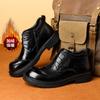 Fleece herrskor Martin stövlar läder höst och vinter läder herrskor första lagret kohud mode mångsidiga högklackade skor herrars tidvatten