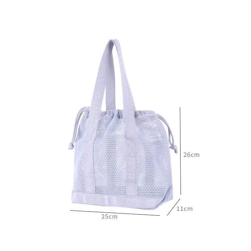 Mesh Drawstring Tote Bag Quick Dry Durable Large Capacity Multipurpose Handbag for Gym Swimming Beach Outdoor Hiking Use