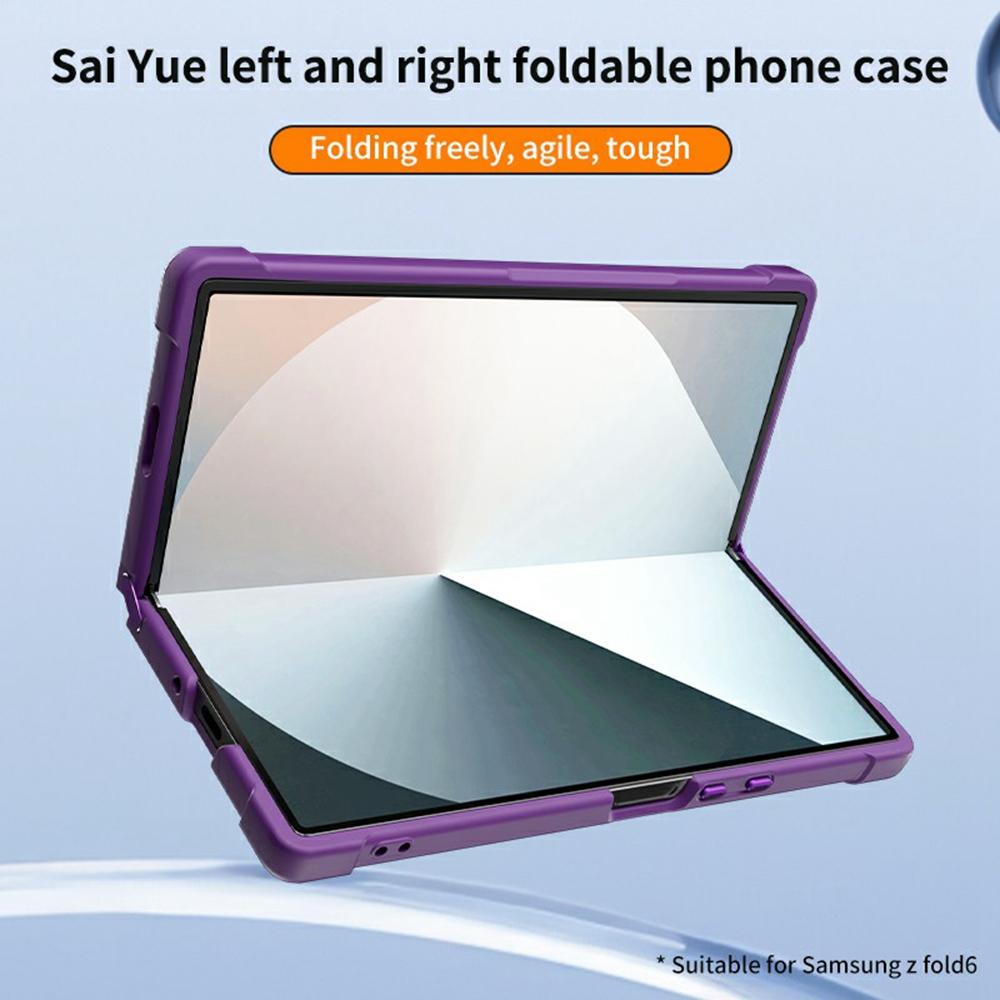 For Samsung Galaxy Z Fold6 5G Magnetic Case CD Vein Kickstand Shockproof TPU + PC Phone Cover