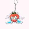 Kawaii Little Cat with Flower Keychains Strawberry Kitten Keyring for Accessories Bag Key Chain Ring Jewelry Fans Friends Gifts