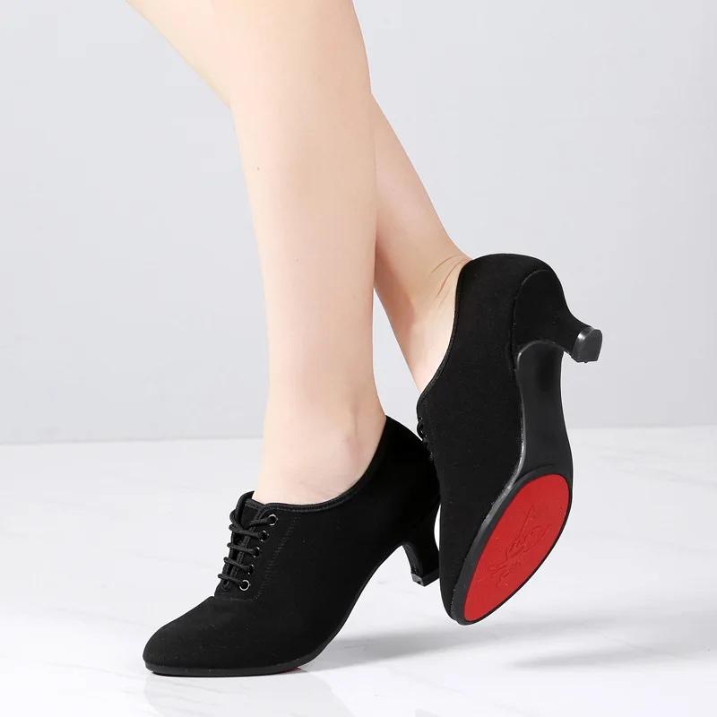 Women Latin Oxford Cloth Heels Soft Bottom Modern Party Ballroom Tango Dancing Shoe Sneakers Woman Salsa Dance Shoes