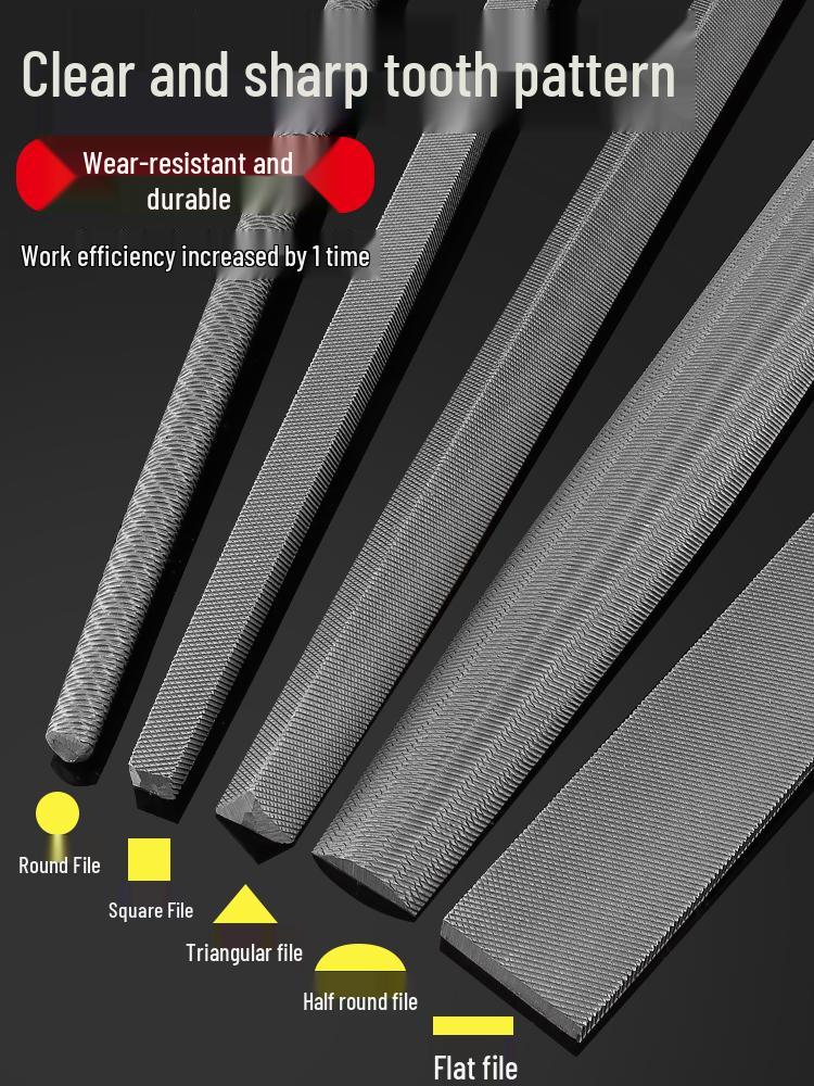 Set di lime metalliche ad alta durezza: Raspe Mezzetonde, Lime Triangolari e Rotonde per la Rimozione della Ruggine.