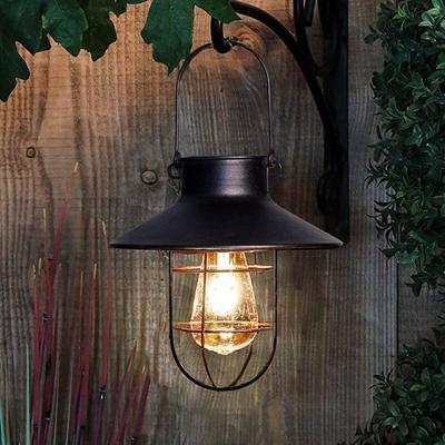 Outdoor Solar Hanging Lanterns Vintage Solar Garden Light with Warm LED Bulbs for Garden Yard Patio