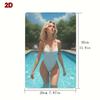 Retro Metal Tin Sign 8x12 Inch Vintage Wall Art, Bikini Girl Poolside Iron Poster For Bar Cafe Bedroom Decor