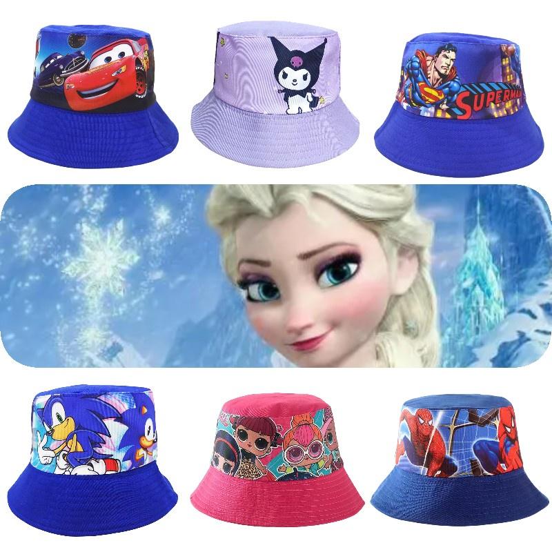 Cartoon Kids Fishing Hat With Sun Protection In Cars Stitch Spiderman And More!