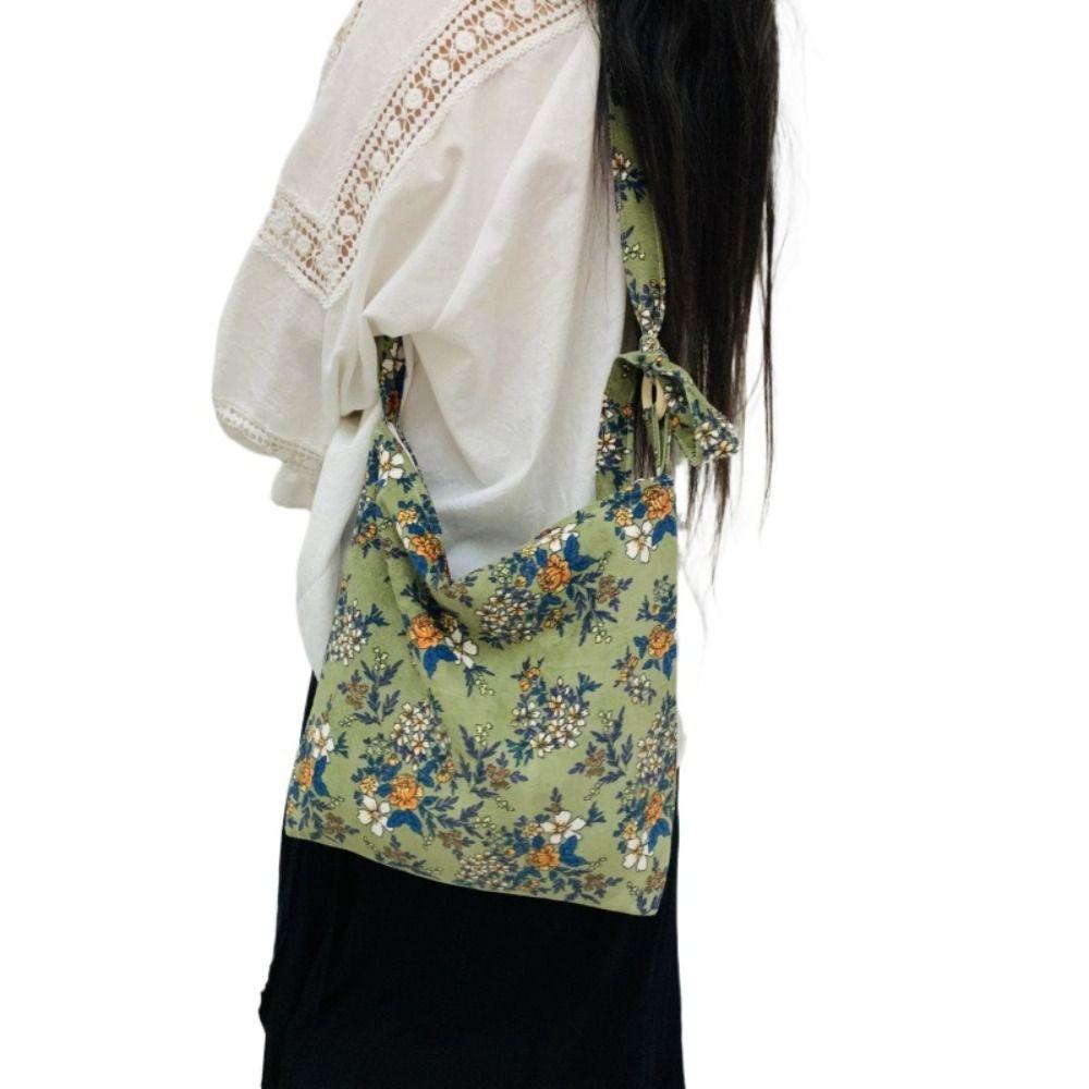 

Бархатная большая сумка в лесном стиле, женская сумка через плечо большой емкости, сумка через плечо с цветком, женская/девушка