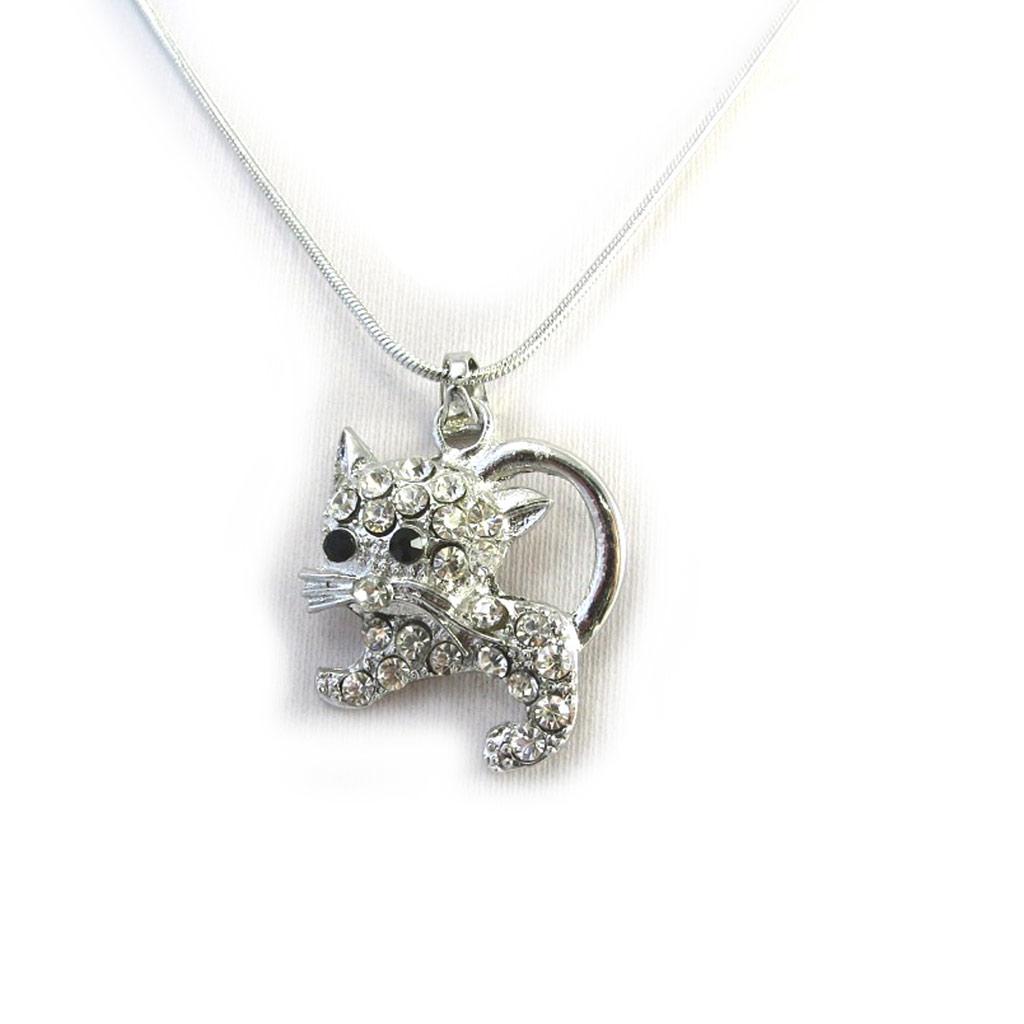 Les Trésors De Lily [N3048] - Silver White 'Cat' Designer Necklace