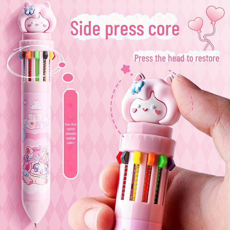 Kuličkové pero Kaba Bear Multi-Color Ten-in-One - Roztomilý kreslený design pro kreativní studenty