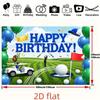 Telo di Sfondo 2D Fresco per Compleanno Golf, Palloncini Blu e Carrello da Golf Arazzo per Festa