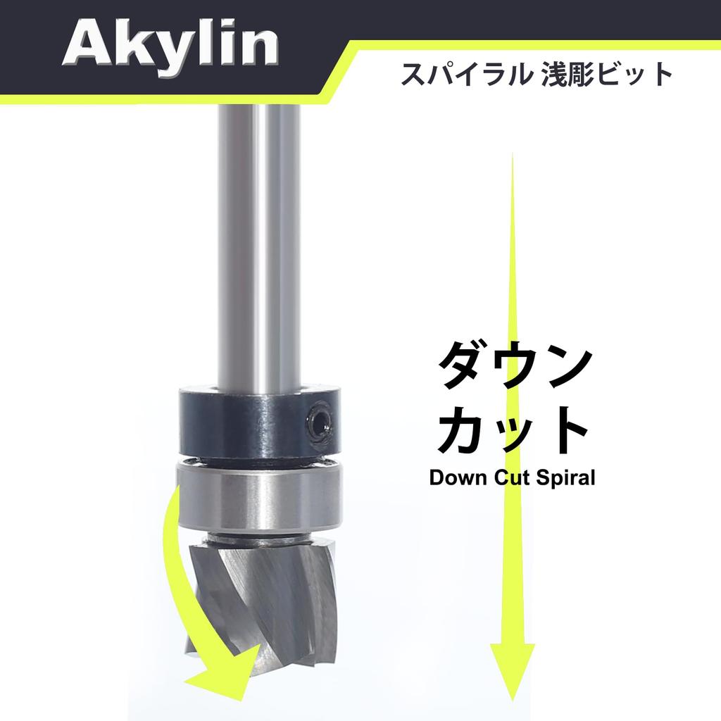 TCT Pattern Bit with Bearing, 3-blade Spiral Bit, Trimmer Bit,