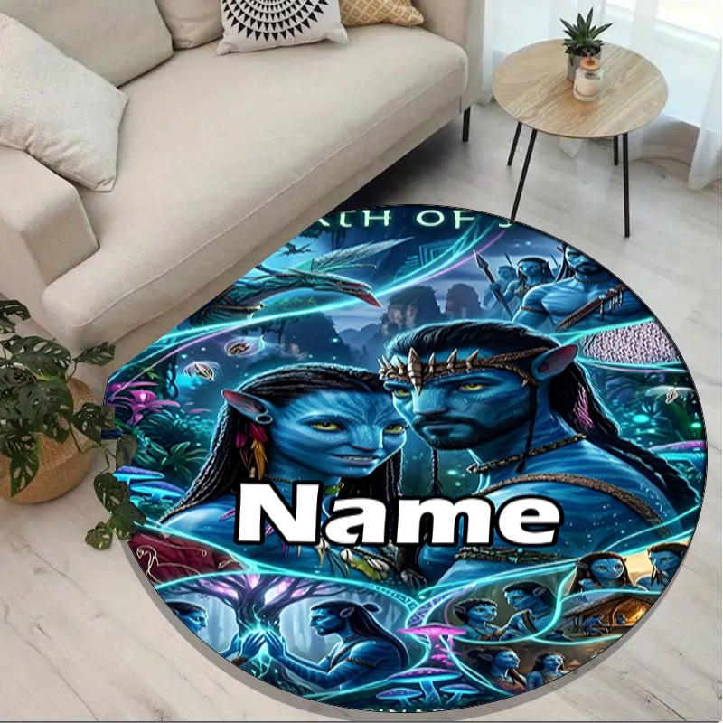 Custom Name Personalized Avatar Print Round Rug, Versatile Home Decor Carpet, for Playroom, Apartment, Balcony, Entryway, Hallway Gift