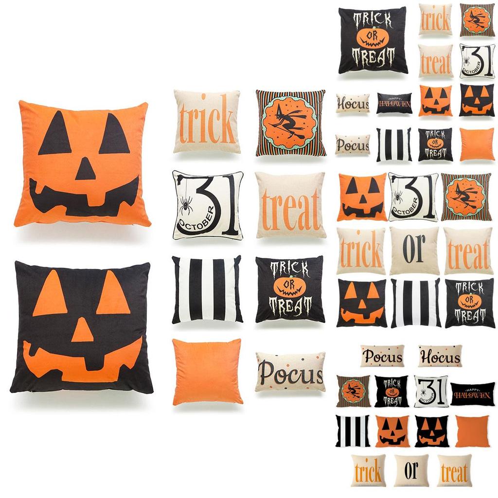 Stylish Halloween Pumpkin Decorative Pillowcases With Invisible Zipper Design