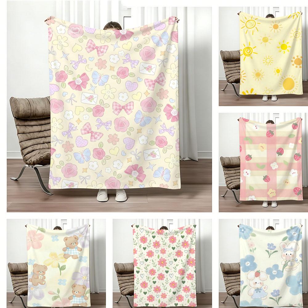 Healing Soft Aesthetic Throw Lightweight 240G Flannel Blanket Soft Skin-Friendly For Summer Cooling