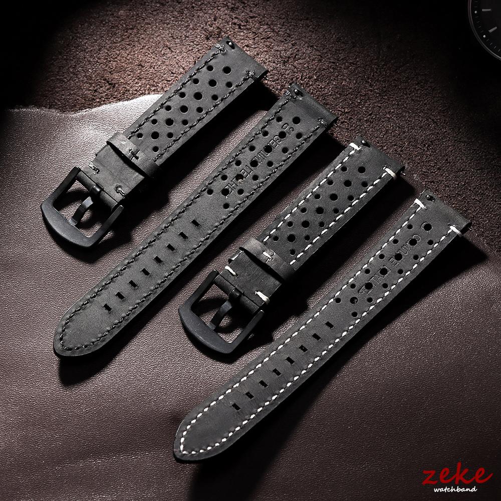 18mm 19mm 20mm 21mm 22mm 24mm Vintage Handmade Watch Strap Quick Release Leather Strap Black Brown Breathable Porous Watchbands