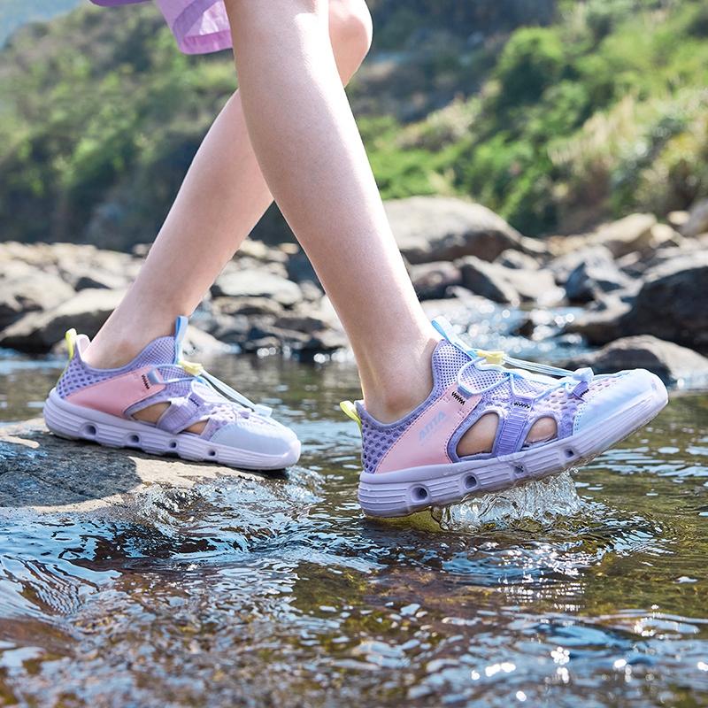 Anta Kids Trendy Fashion Comfortable Versatile Outdoor Beach Shoes Men Sandals Cold-Purple Ice-Cream-Pink Frozen-Blue A322426906-6