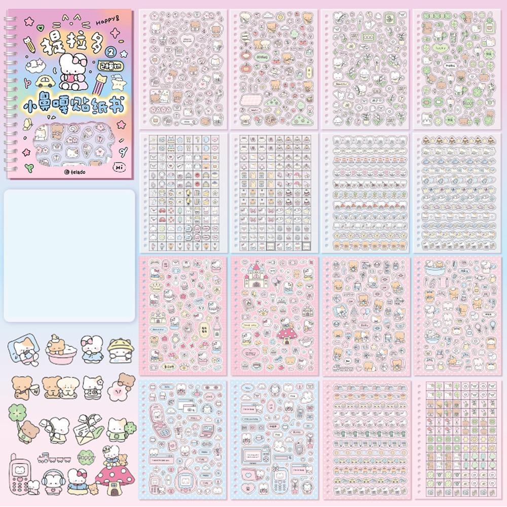 16 Feuilles Kawaii Kpop Livre d'Autocollants Décoratifs Dessin Animé Matériel DIY Autocollants Scrapbooking PET Papier Washi Journal