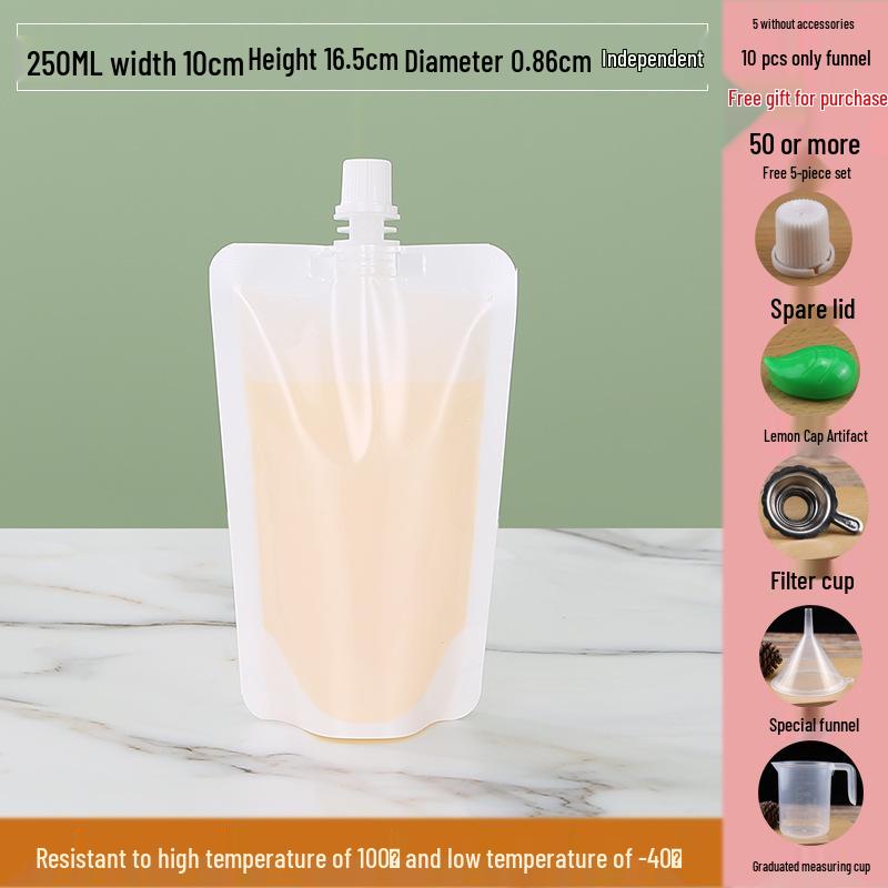 Soy Milk Stand-Up Spout Bag - Reusable, Transparent, Liquid-Safe, Large Diameter Packaging for Soups & Beverages