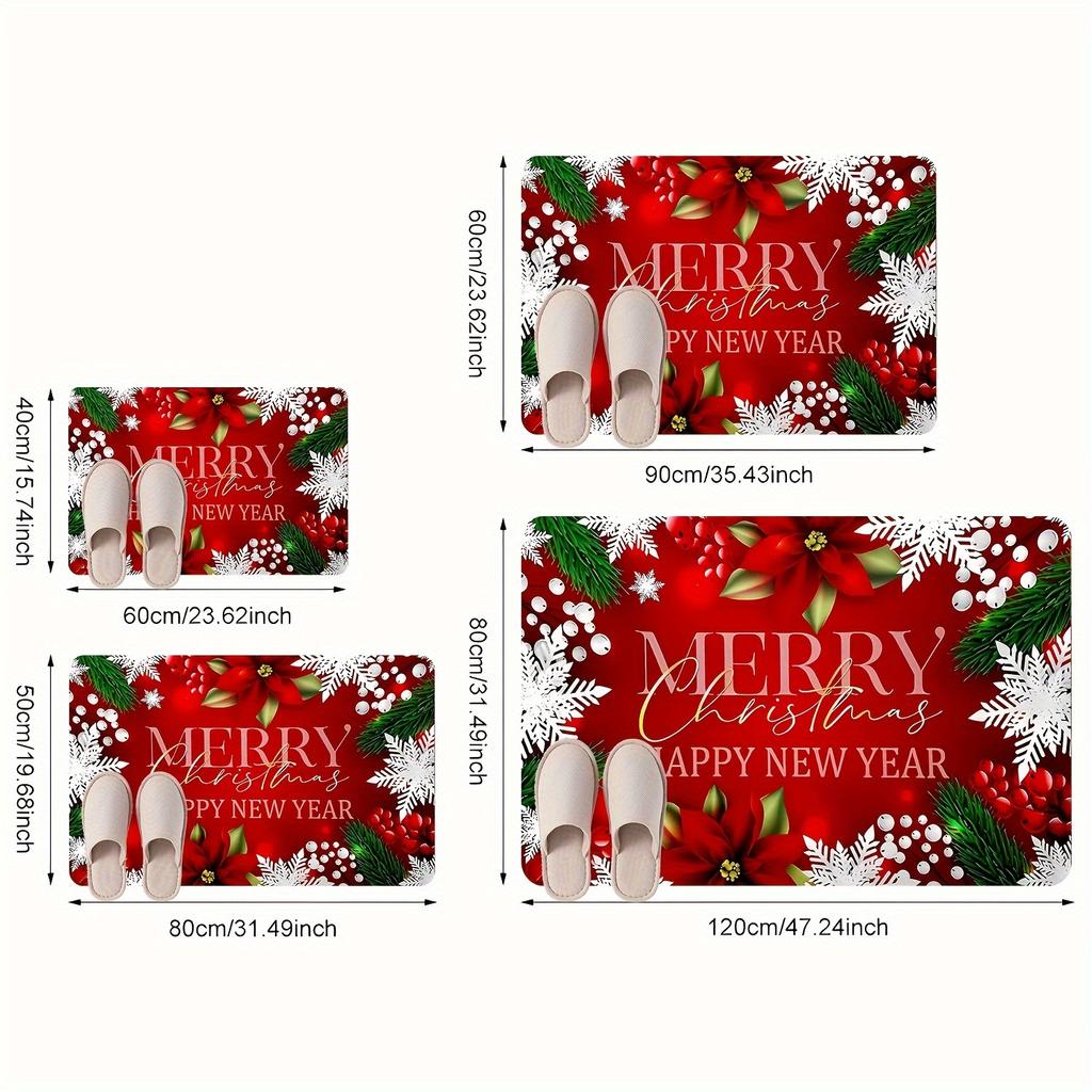 1Pcs Anti Fatigue Kitchen Rugs Christmas Print Waterproof Non-Slip Thick Cushioned Kitchen Mat Heavy Duty Comfort Standing Mat for Kitchen