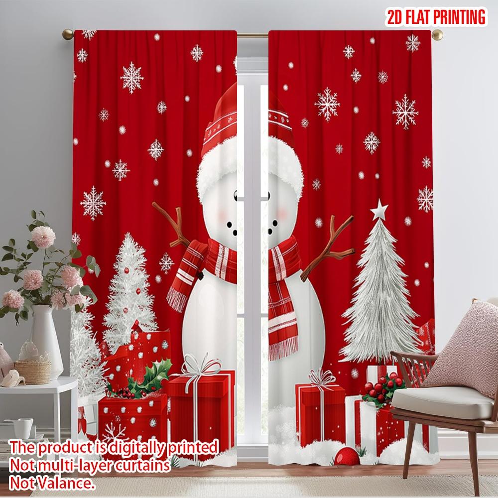 

2 шт., 2D плоская печать Популярные шторные панели Милый снеговик Рождество Зимний праздник_c (3) 100% полиэстер (без удилища) День отдыха 52.50×116.00 CM 2pcs