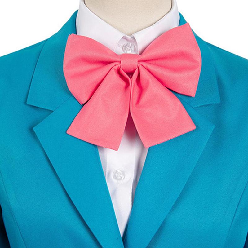 Kimi Ni Todoke Kuronuma Sawako Cosplay Costume, Blue School Uniform with Pink Bow for Anime Fans & Halloween Parties
