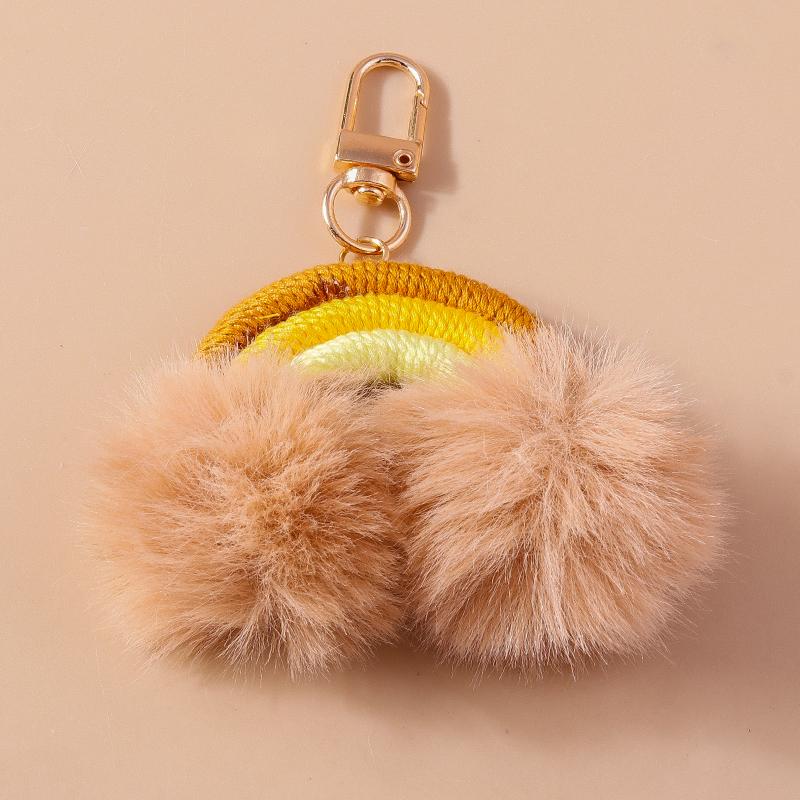 Chaveiro Arco-Íris Fofo Feito à Mão Bola Macia e Fofa Pingentes para Chaveiro para Mulheres Meninas Decoração de Bolsa de Mão Joias Artesanais DIY Presente