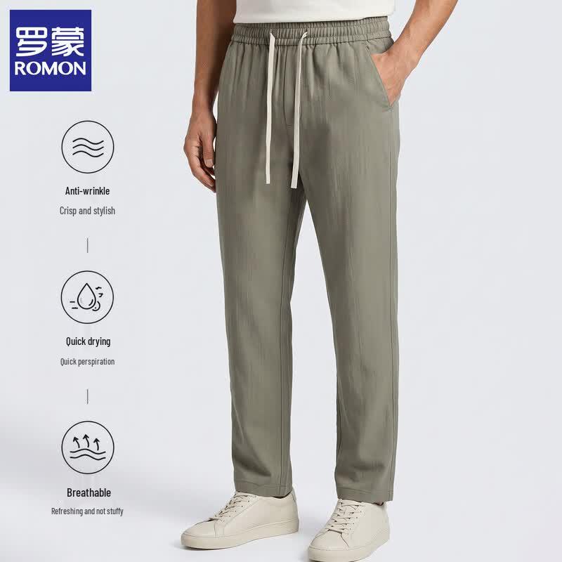 Men s Linen Blend Straight Leg Casual Pants 3XL