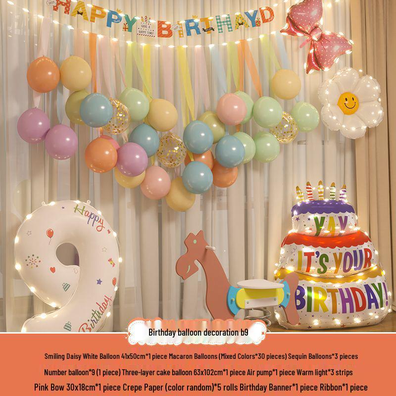 Xiaohongshu First Birthday Balloon Decoration Set for Boys and Girls: Party Background Scene Arrangement