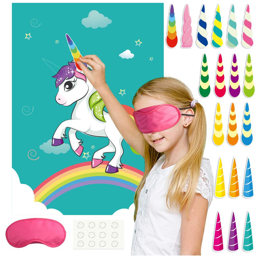 Unicorn corner game props - Children's birthday party decoration wall stickers set