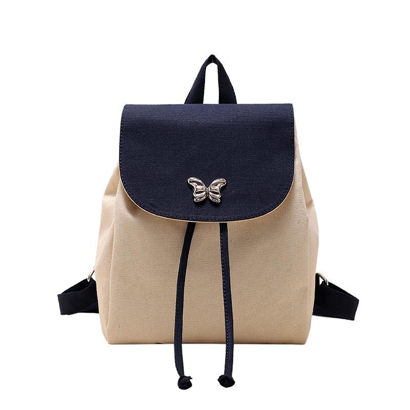 

Canvas backpack women s large-capacity leisure trend portable student schoolbag bucket bag simple Korean version travel backpack білий