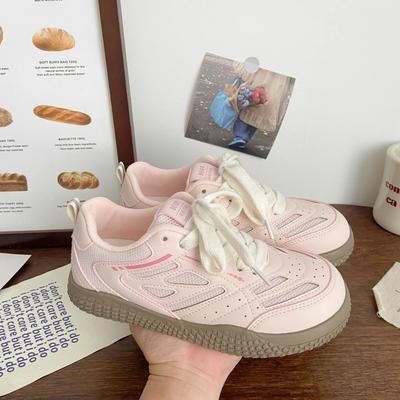 Pink Mesh Breathable Thick-soled Sports and Leisure Board Shoes Women's 2025 Spring and Autumn New Versatile Lace-up German Training Shoes