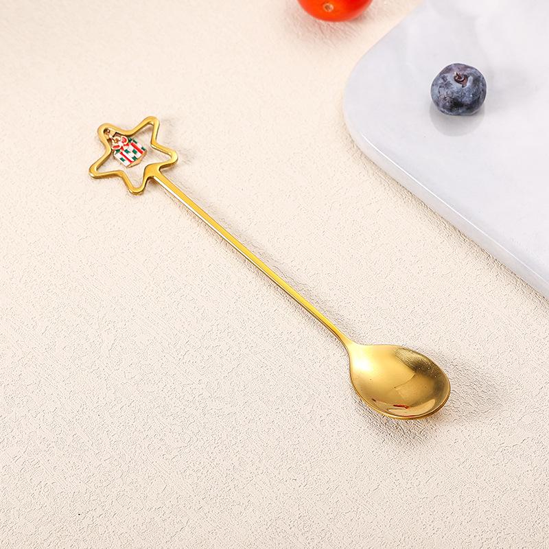Christmas Dessert Spoon Fork Stainless Steel Cartoon Lovely Santa Gingerbread Man Afternoon Tea Coffee Spoon Fork Christmas Gift