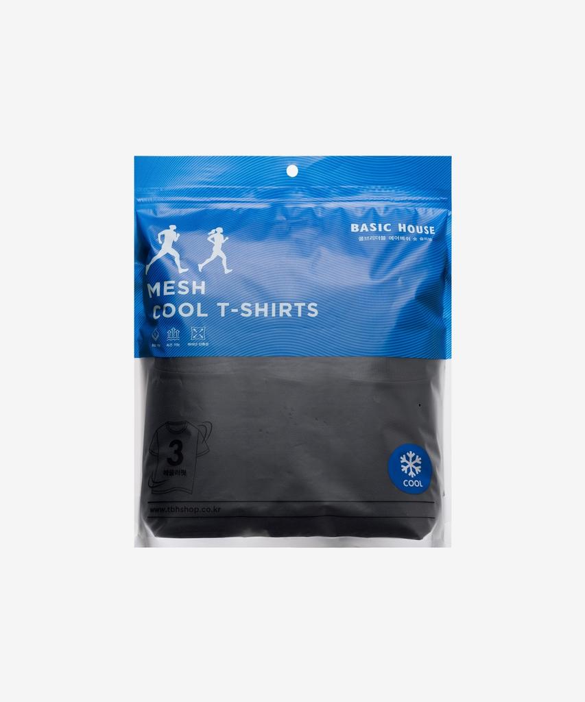 BASIC HOUSE [3Pack] Cool Air Mesh Round Short Sleeve T-Shirt 3-Pack (4 Colors) Lats0116 (A Type)