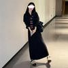 Korean Style Gray Knit Sweater & Skirt Set for Autumn/Winter 2025 - Women's Deep Winter Outfit