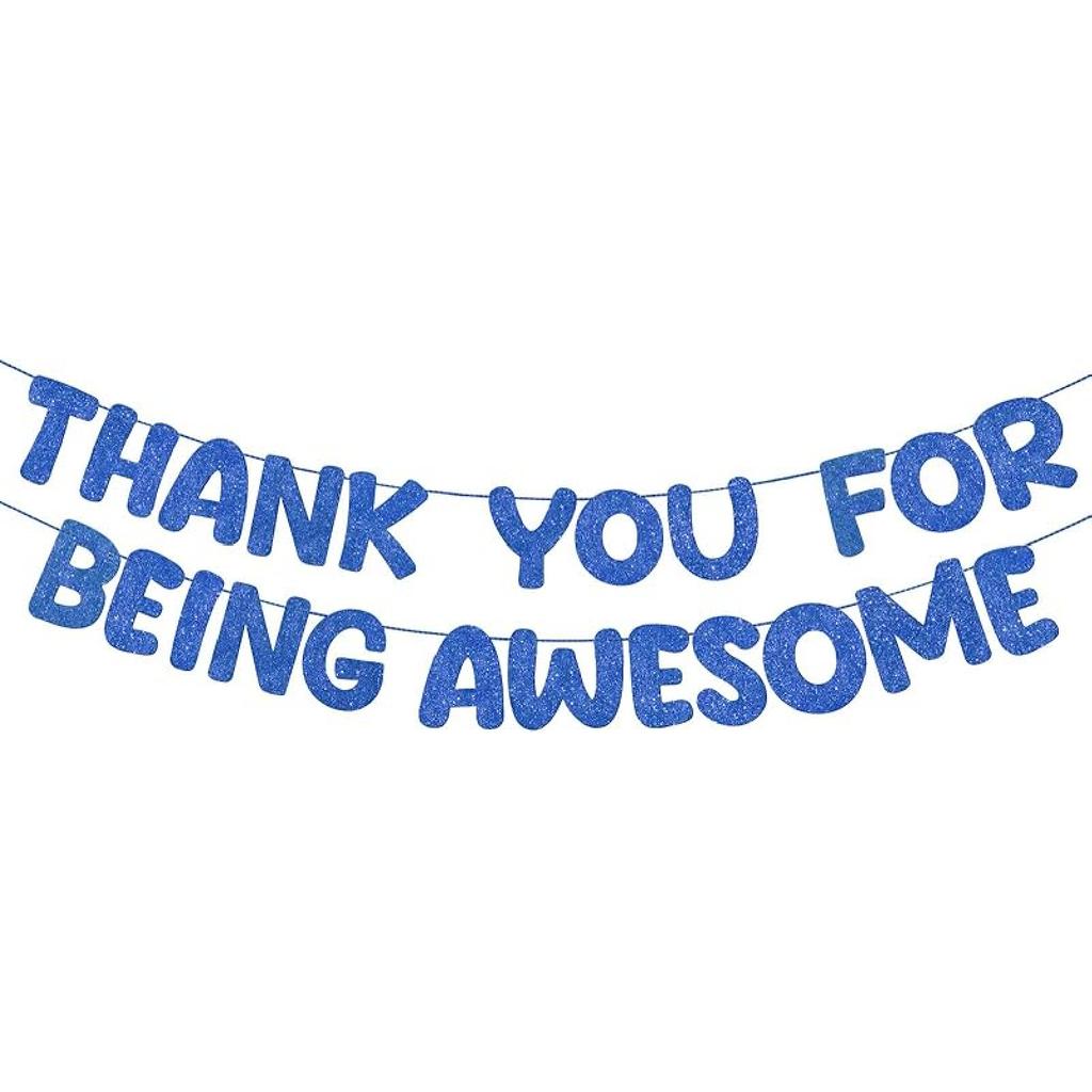 Fulmoon Pre Strung Thank You for Being Awesome Glitter Banner Funny Appreciation Banner for Employee Coworker Staff Teacher Graduation Retirement