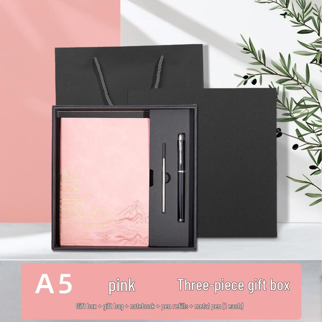 Chinese Style Soft Leather A5 Notebook - High-Quality Diary and Office Meeting Minutes Book