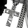Hip Hop Punk Crown of Thorns Jesus Cross Necklace for Men Stainless Steel Gold Plated Crucifix Pendant Necklaces Jewelry N8052